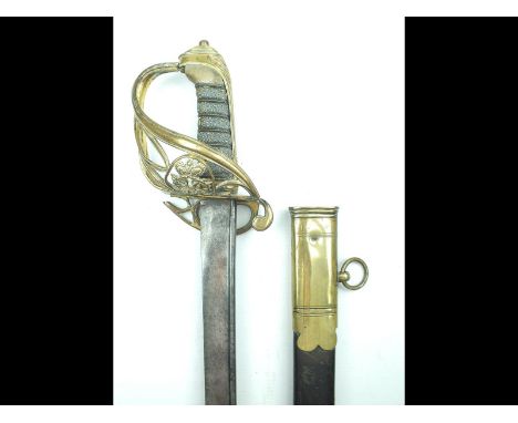 A William IV 1822 Pattern Infantry Officer's sword to the Coldstream Guards, 79cm slightly curved pipe-backed blade with spea