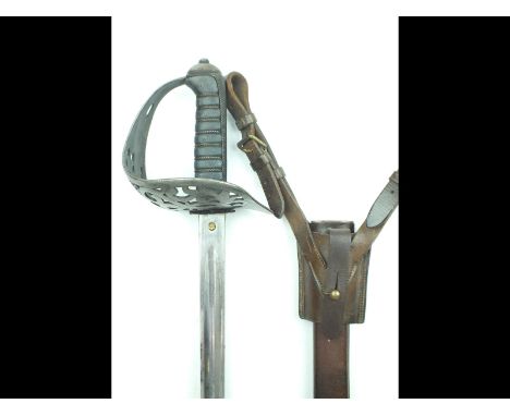 A Victorian 1895 Pattern Infantry NCO's sword, 81cm plain blade, regulation pierced steel hilt incorporating a crowned VR cyp