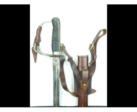 A GVR Army Service Corps Officer's sword, 89.5cm fullered blade, some patination, by Humphreys & Crook, Haymarket London, sha