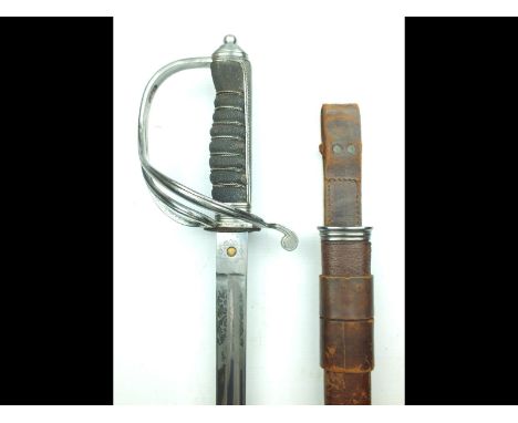 A GVIR Artillery Officer's sword, 85.5cm clean blade etched with scrolling foliage, crowned Royal Arms, crowned GVIR cypher a