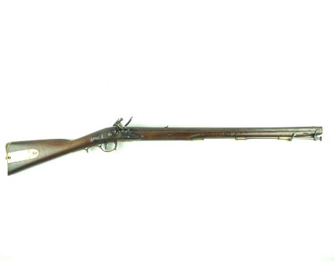 A rare 14-bore Morris flintlock Light Infantry rifle, 28inch sighted octagonal swamped damascus barrel bearing Tower Private 