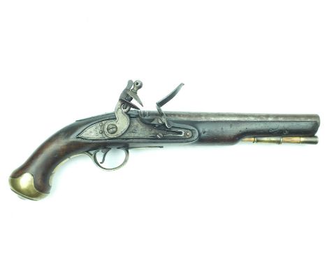 A flintlock Light Dragoon pistol, 9inch barrel, border engraved lock stamped with a crown over GR and TOWER across the tail, 
