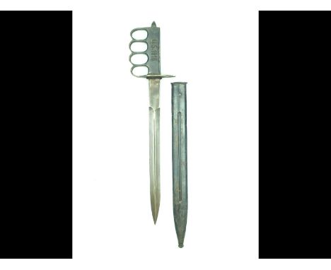 An unofficial private purchase U.S. trench knife, 30.5cm blade marked U.S. 1918 at the forte, cast brass hilt marked U.S. 191