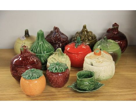 A collection of Sylvac ceramic preserve pots.