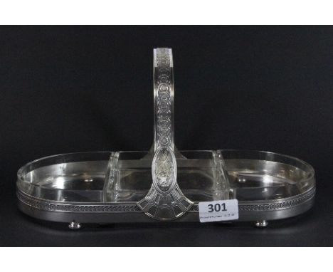 A very fine WMF silver plated and glass entree dish. H. 18 cm, W. 32 c. Provenance : G. Light collection.