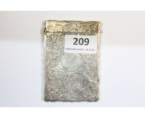 A Chester hallmarked silver card case, c. 1908. 6.5 x 9.5 cm. Prov: G. Light collection.