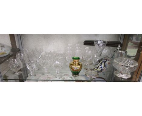 Shelf of glass etc