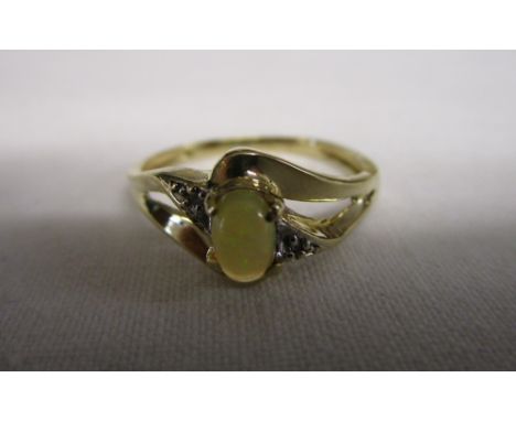 10ct gold opal and diamond set ring