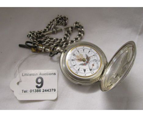 Victorian silver fob watch & Albert chain