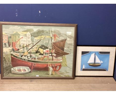 DAVID GENTLEMAN BRITISH XX, original lithograph of Cornish fishermen in a glazed wooden frame, printed signature lower right,