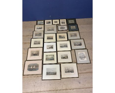 Large quantity of framed and glazed architectural prints, harbour, shipping, factory scenes, many of Liverpool 