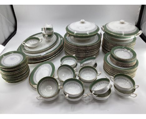 A Royal Worcester Regency pattern part dining set to include tureens, sauce boats etc 