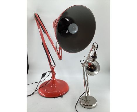 A large Anglepoise style floor lamp, together with a chrome desk lamp 