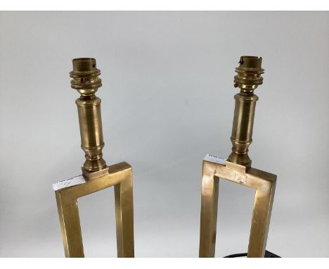 Adjustable late C19th brass table lamp, and 2 modern brass affect lamps 