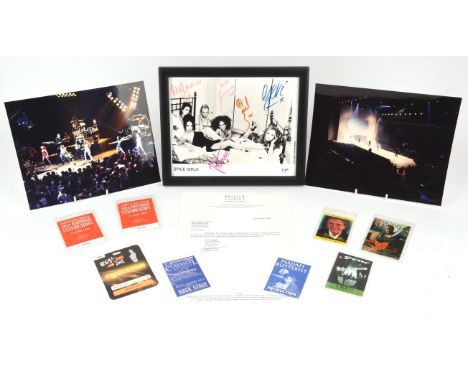 § The Spice Girls: Signed photo; Original ticket for Spice World the Movie,1997; two photos with a related TLS; eight various