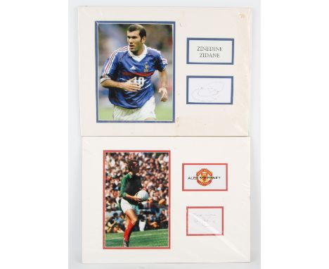 Football - Two mounted displays signed by Zinedine Zidane and Alex Stepney, each 16 x 12 inches (2). Both with UACC COAs. 