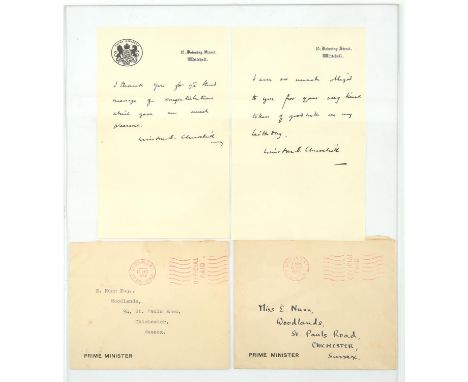 Winston Churchill (1874-1965) a pair of Autograph Letters Signed, 1953,1954  both letters appear to have been sent to the sam