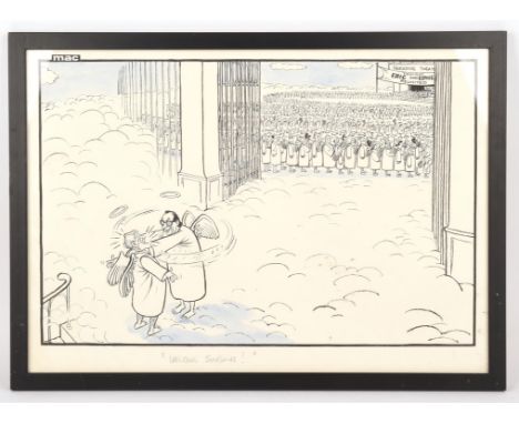 Morecambe and Wise: Original Mac cartoon with Autograph Letter Signed, 1999 - Mac (Stanley McMurty, British, b. 1936). Welcom