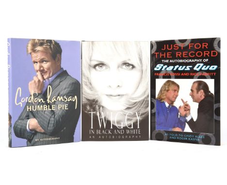 Signed hardback books  a group of three first editions, includes, ROSSI (Francis) and Rick Parfitt. Just for the Record: The 