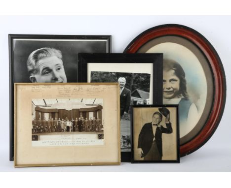 Ernie Wise of Morecambe and Wise: nine related photographs - includes, Jack Hylton and His Band, multi-signed black and white