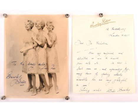 Autographs: The Beverley Sisters: Autograph Letter Signed by Babs Beverley, c.1970s  seven neatly written lines in blue ink o