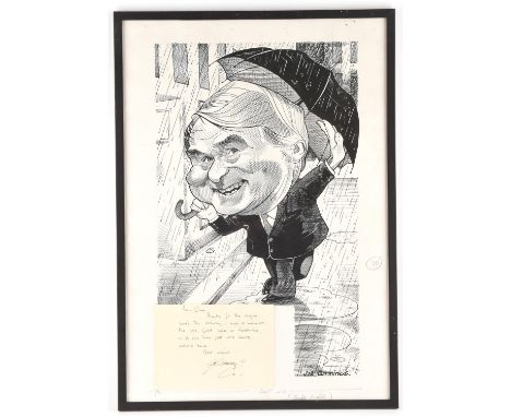 § Ernie Wise of Morecambe and Wise: Two Original related caricature artworks  comprises: Joe Cummings, (British). pen and ink