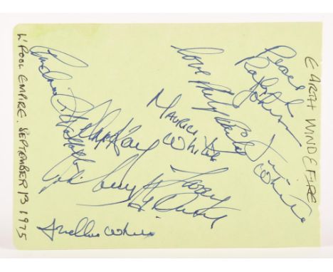 Autographs: Earth, Wind & Fire  Autograph album page Signed by nine members of the R&B/funk group, including, Ralph Johnson, 