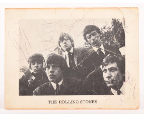 Autographs: The Rolling Stones -Decca records publicity photograph, 1963-64, Signed by all five original members of the group