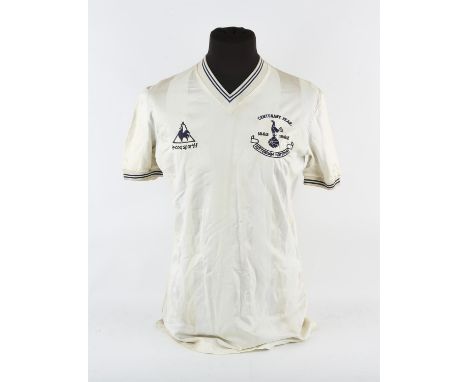 Tottenham Hotspur centenary football shirt from 1982. Short sleeved with No. 10 on reverse. Provenance: Purchased in Bonhams 