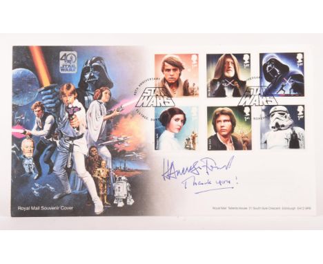 Star Wars: Harrison Ford Autographed Royal Mail 40th Anniversary Star Wars Souvenir Cover, 2017 Signed in blue ink on front o