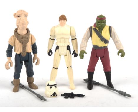 Star Wars last 17 figures of  Yak Face with original weapon. LFL 1985, Barada with weapon LFL 1985 and Luke as Stormtrooper w