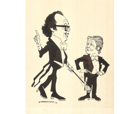 § Morecambe and Wise: Emmwood (John Musgrave-Wood, British, 1915-1999). Eric Morecambe and Ernie Wise, 1978  Original pen and