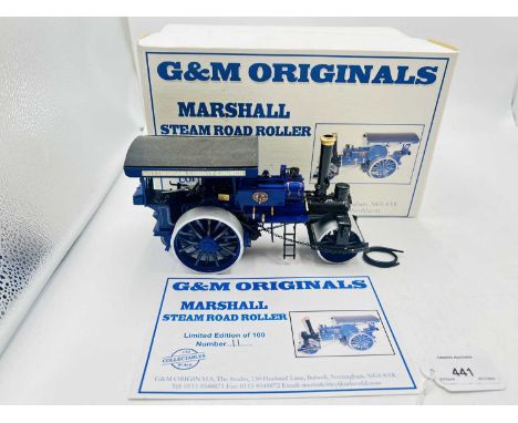 G &amp; M Originals [1/32nd Scale Limited Edition 011/100 Series], comprising: Marshall Steam Road Roller, Depicted in Mid Bl