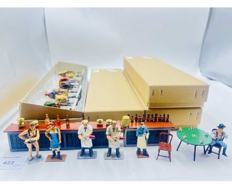 Minimen Figurines by Figarti Designer Jack Updyke, The Old West Range, 2004, comprising: Set - Old West Saloon Figures &amp; 