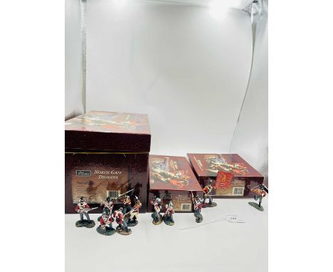 Britains, Napoleonic Series Waterloo Range, comprising: Set 00148 - Hougoumont - North Gate Diorama Set, Set 00149 - Coldstre