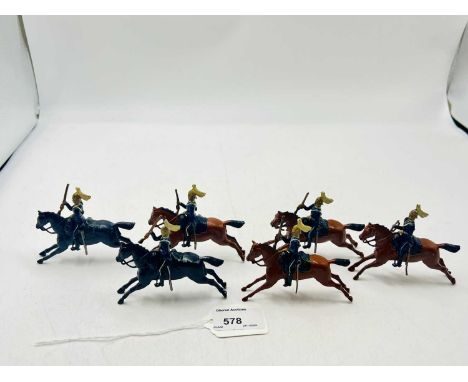 Britains - From Set 106 - 6th Dragoon Guards [1900 version], now comprising: Trumpeter &amp; 5 x Dragoons on Light Brown &amp