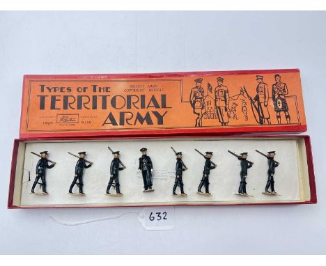 Britains - Set 1537 - The Territorials [1938 version], comprising: Marching Empty Handed Officer &amp; 7 x Territorials March