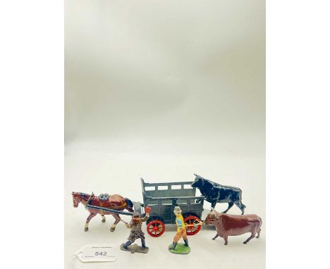 John Hill &amp; Co - Farm Series -From Bullock Cart Set, now comprising: Bullock Cart - Dark Grey Body / Shafts &amp; Red / Y