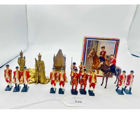 Britains - Set 1474 - Coronation Chair [Pre War version], comprising: Gilt Throne with Purple Arms, Detachable Seas &amp; Sto