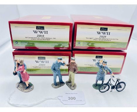 Britains WWII Series, RAF Range, 2013, comprising: Set 25018 - WAF with Bicycle, 1943, Set 25024 - RAF Ground Aircraftman on 