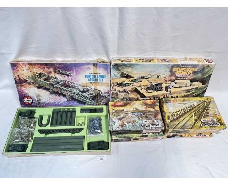 Airfix - Snap-Together Models Series, comprising: 3 x First Issue [1969] HO/OO scale Pontoon Bridges [3 Pontoons missing], Ca