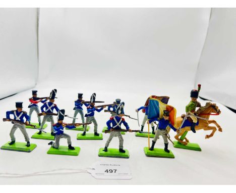 Britains Deetail Series - Waterloo Napoleonic Series, 1974, comprising: 10 x French Infantry Types &amp; 1 x Cavalry Type. Ge