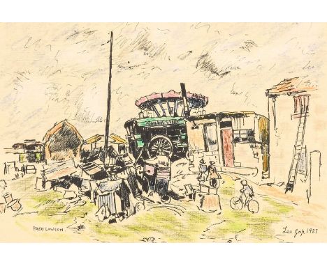 Frederick (Fred) Lawson (1888-1968) "Lee Gap" Signed and dated 1927, mixed media, together with a further black ink sketch of