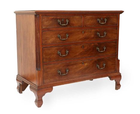 A George III Mahogany Straight-Front Chest of Drawers, circa 1800, the moulded top above two short and three long graduated o