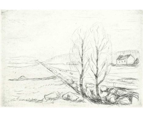 After Edvard Munch (1863-1944) "Norwegian Landscape"Black and white etching, 9.5cm by 14cm