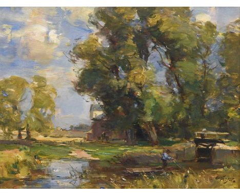 William Miller Frazer RSW (1864-1961) The Sluice Gate Signed, oil on canvas, 34cm by 44cmProvenance: John Mathieson & Co, Edi