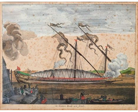 Mortier, Pieter (Pierre) (1661 Leiden - 1711 Amsterdam)Söhne "La Galere Reale a la Fonde" (Die königliche Galeere im Untergan