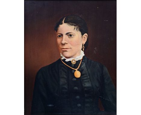 Garthwaite, G. zugeschr.Damenbildnis. Um 1877. Öl auf Pappe, partiell Krakeleebildung , oberflächlich einige Kratzer. Gerahmt