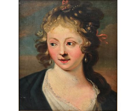 Monogrammist CBH, 20. Jh.Portrait einer jungen Frau, vermutlich Teilkopie nach Rubens oder anderem barocken Künstler. (19)41,