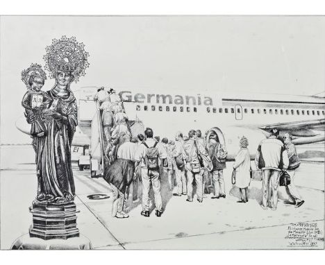 Morell, Pit (1939 Kassel)"La Moreneta" (Die schwarze Madonna von Lluc, Mallorca). Lithografie, 1997. Unterhalb der Darstellun